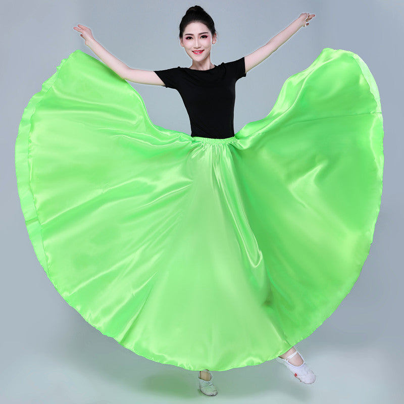 Simple Solid Color Performance Skirt With Large Swing - iztia
