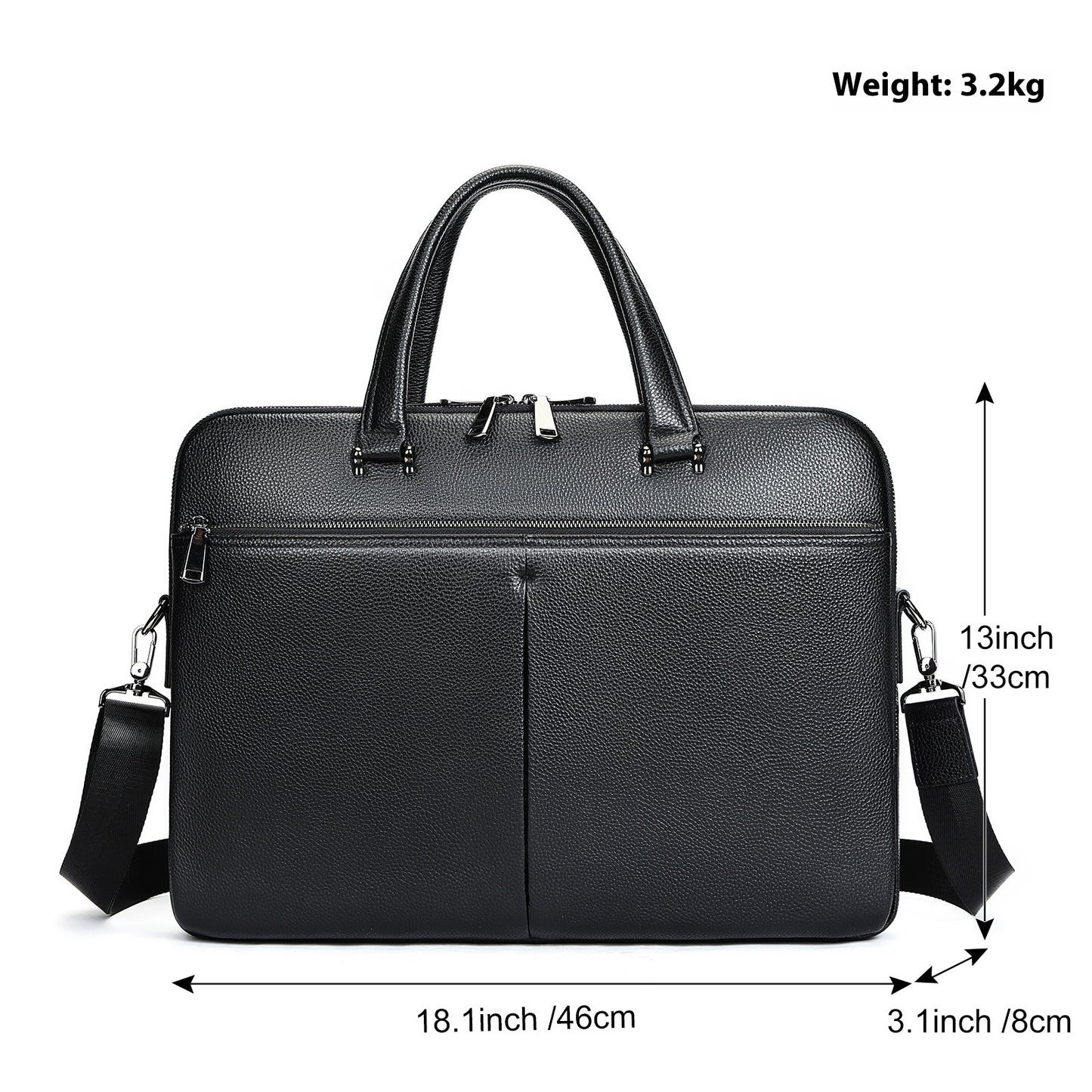 Men's Handbag Horizontal Briefcase Large Capacity First Layer Cowhide 17-inch Computer Bag - iztia