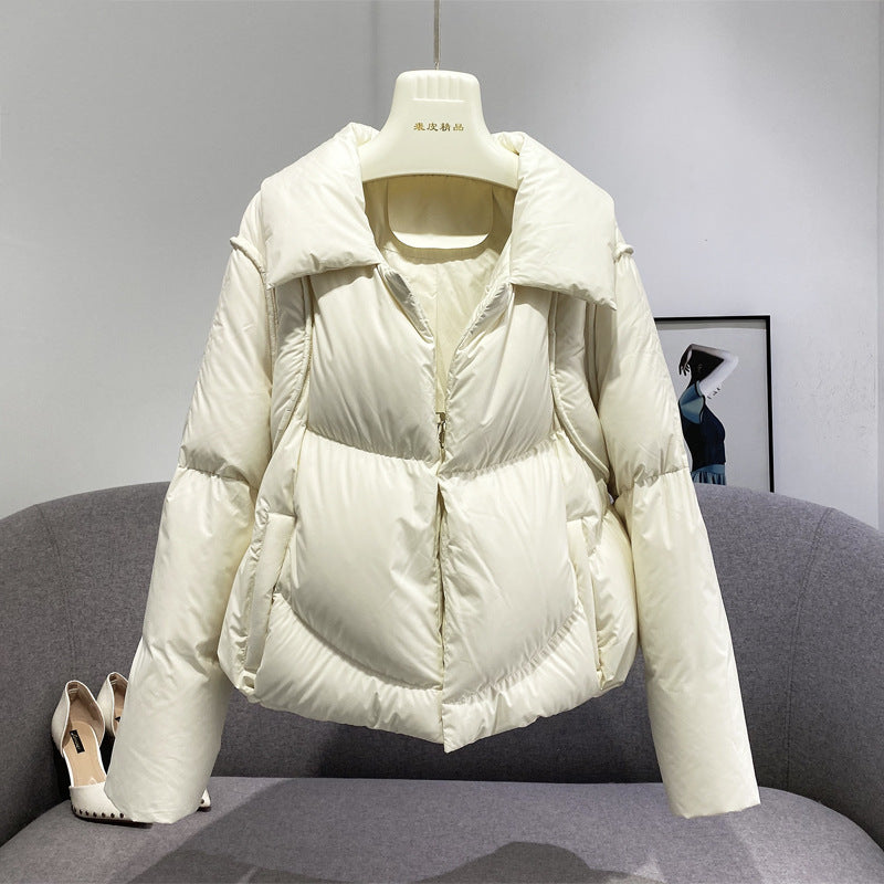 New White Duck Down Short Down Jacket - iztia