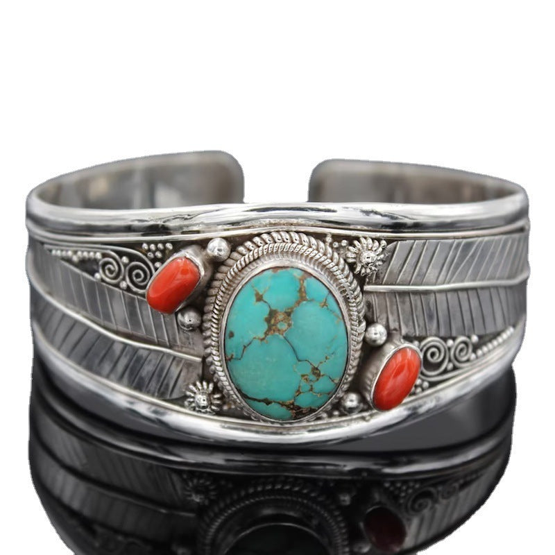 Fashion Jewelry Bohemian Style Turquoise Vintage Pattern Bracelet - iztia