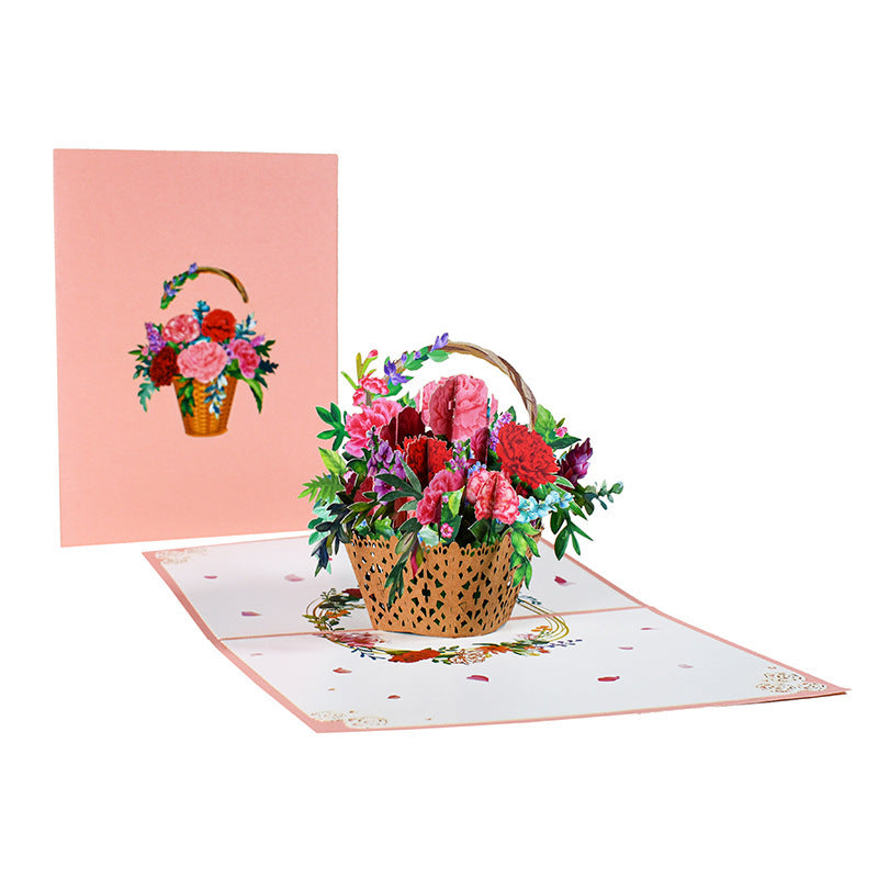 3D PopUp Flower Bouquet Cards Gifts Anniversary PopUp Mom Floral Bouquet Wife Invitation Card Greeting Cards Mothers Day Cards Postcard - iztia