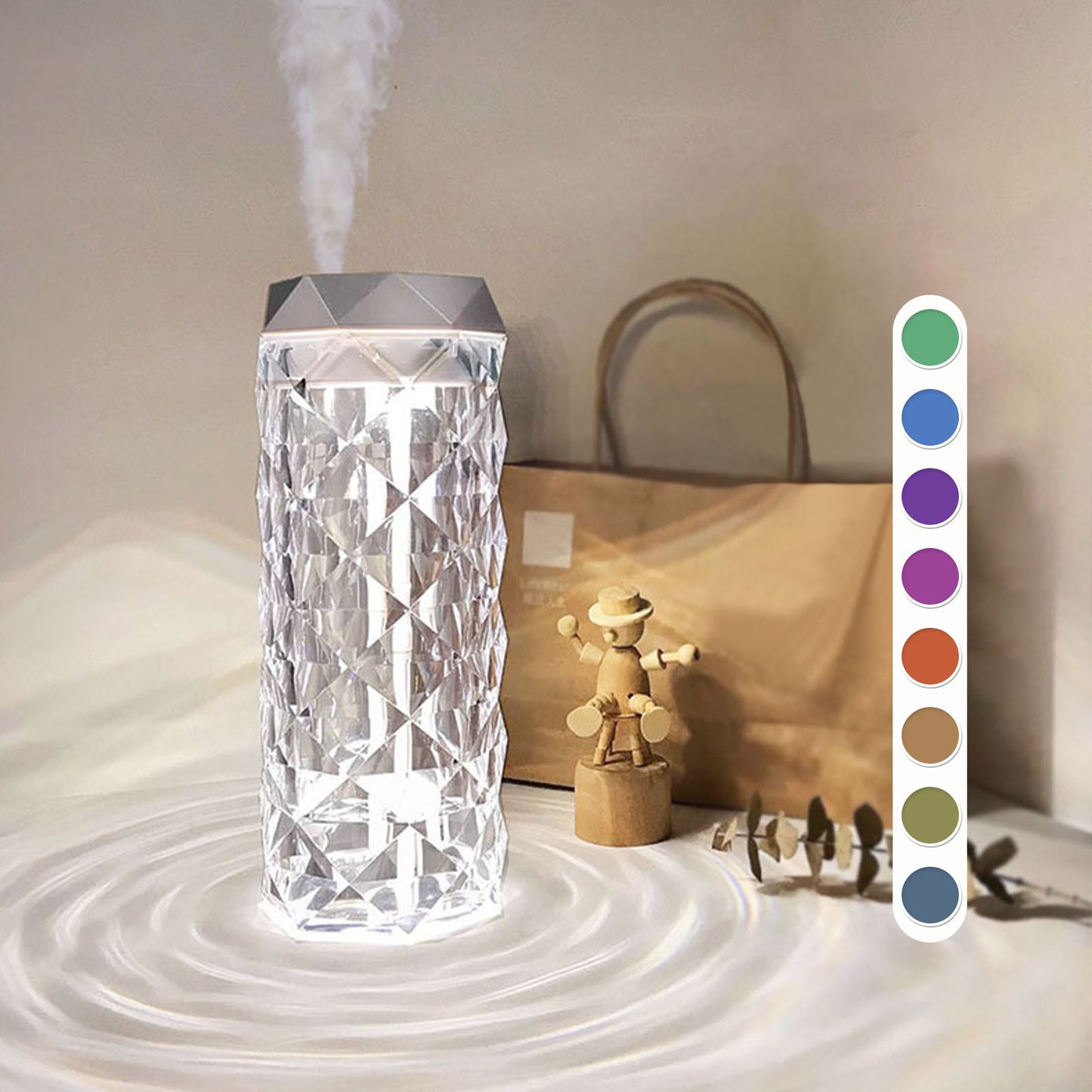 Crystal Lamp Air Humidifier Color Night Light Touch Lamp With Cool Mist Maker Fogger LED Atmosphere Room Decoration Home Decor Lights - iztia