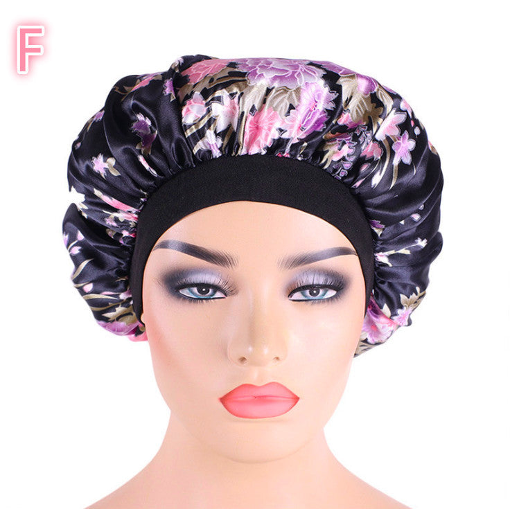 Beauty print Satin silk Bonnet sleep night cap - iztia