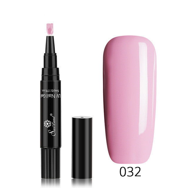 3 In 1 Gel Nail Varnish Pen Glitter One Step Nail Art Gel Polish Hybrid - iztia