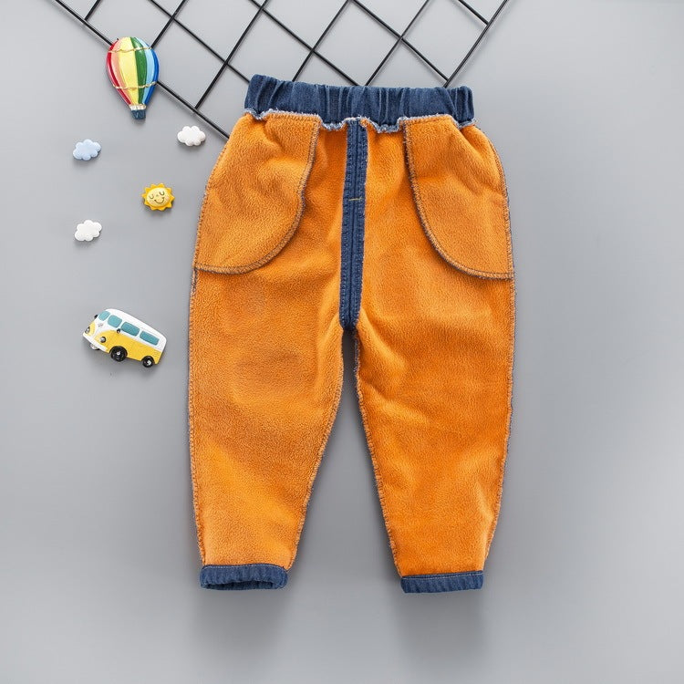 Baby winter plus velvet jeans - iztia