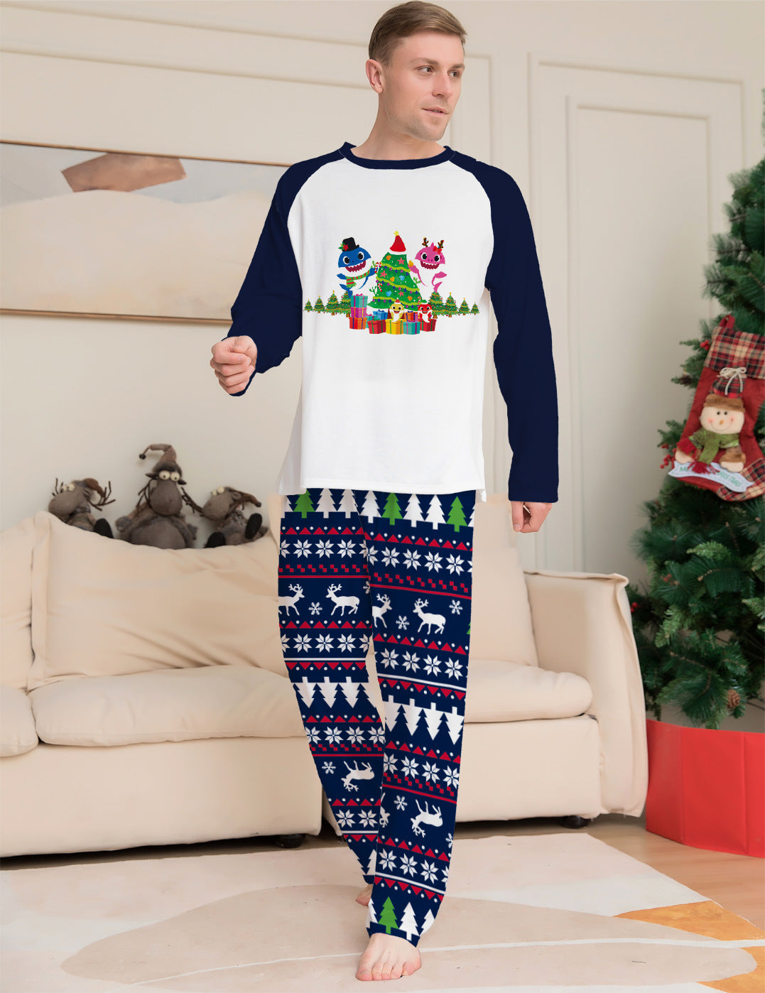 Family Matching Christmas Pajamas Set Xmas Long Sleeve Sleepwear Nightwear For Couples Kids Baby - iztia