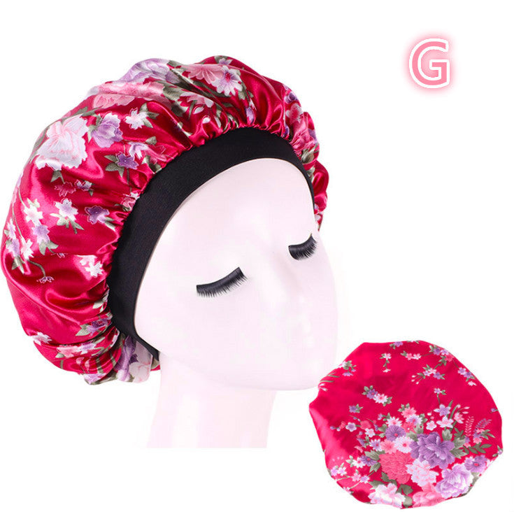 Beauty print Satin silk Bonnet sleep night cap - iztia