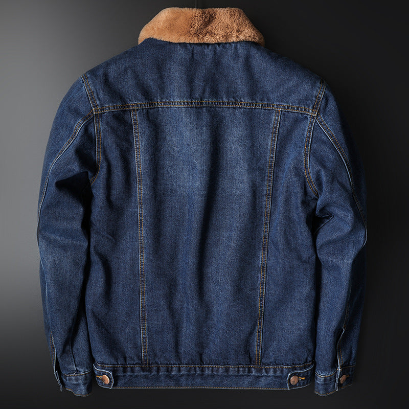 Jacket Top Autumn And Winter Fleece-lined Old Fashion Casual Denim Coat - iztia