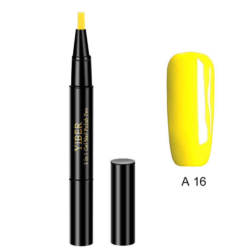 3 In 1 Gel Nail Varnish Pen Glitter One Step Nail Art Gel Polish Hybrid - iztia