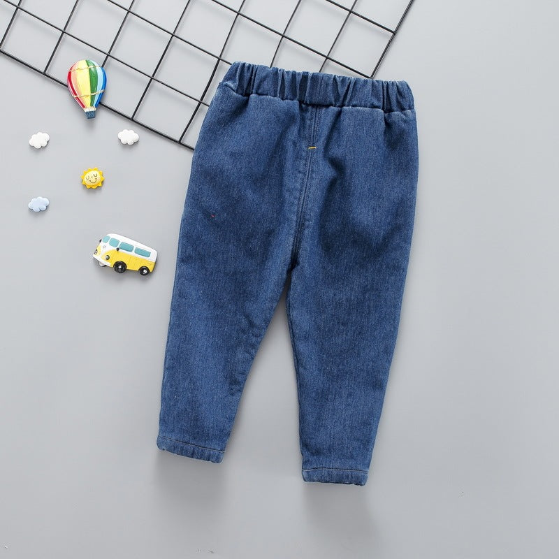 Baby winter plus velvet jeans - iztia