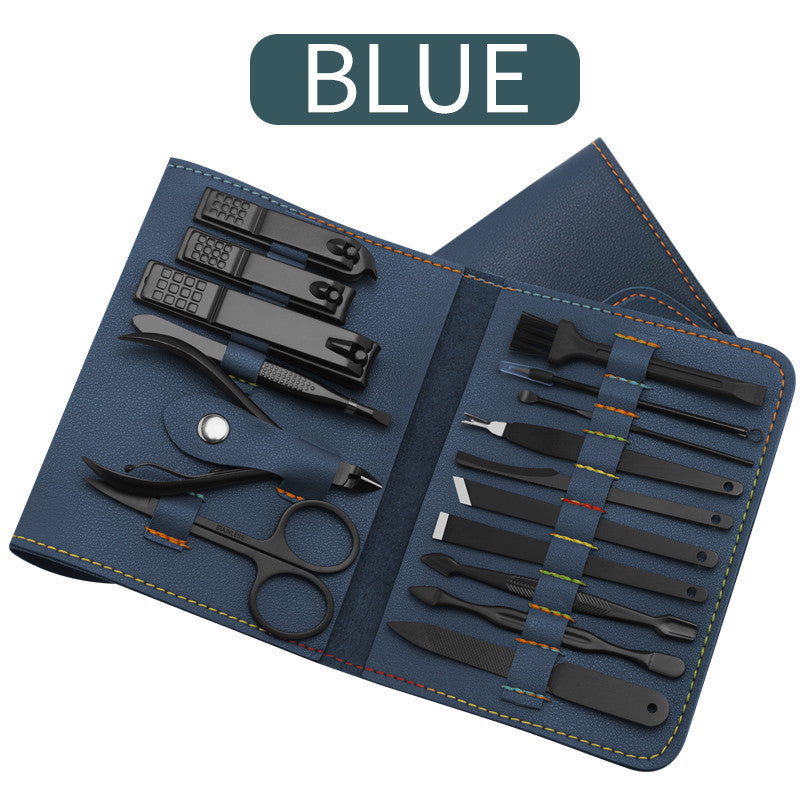 16pcs set Nail Clipper Cutter Trimmer Ear Pick Grooming Kit Manicure Set Pedicure Toe Nail Art Tools Set Kits with Bag - iztia