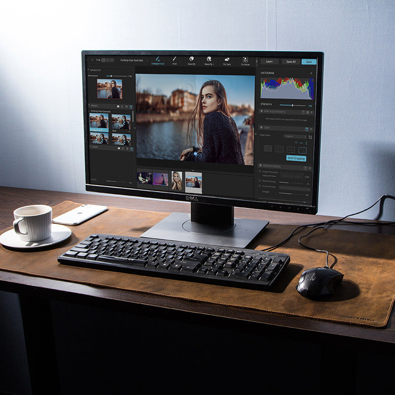 Extra large non-slip desktop computer desk leather pad - iztia