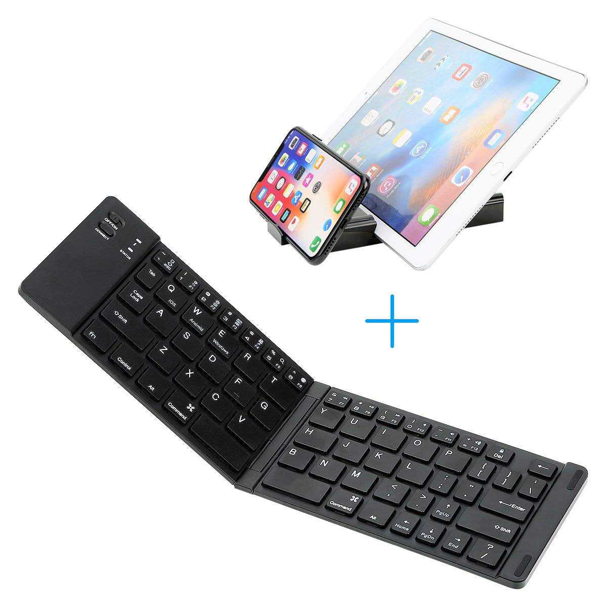 Folding Metal Bluetooth Foldable Keyboard Mini Bluetooth Wireless - iztia