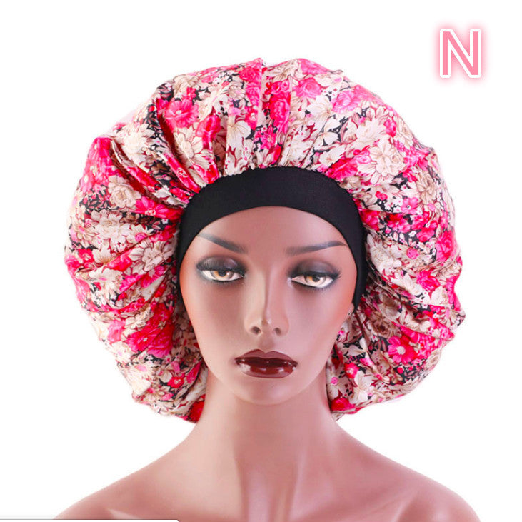 Beauty print Satin silk Bonnet sleep night cap - iztia