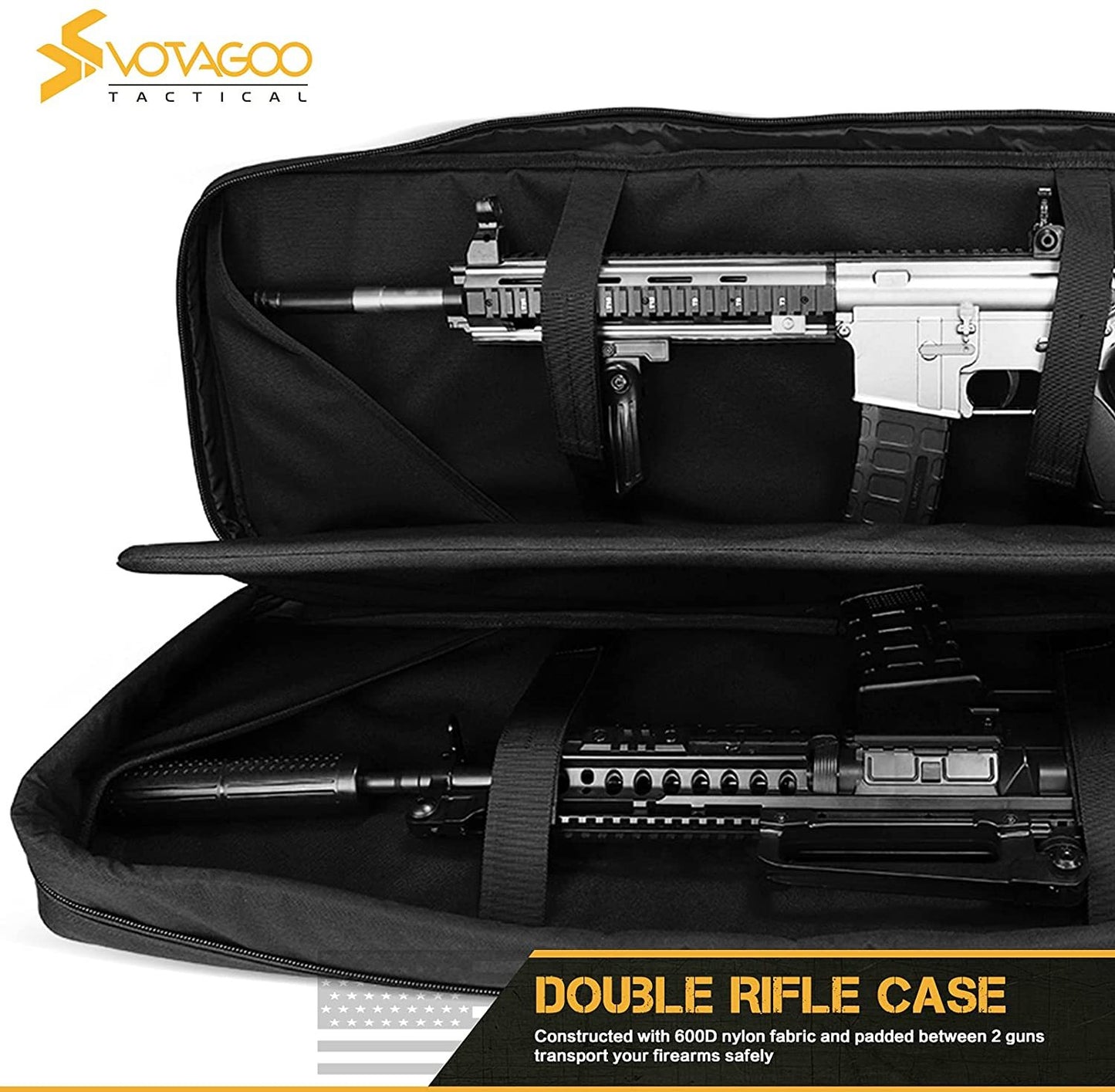 VOTAGOO Double Rifle Case Gun Bag, Safely Long-Barrel Firearm Transportation Cases Locks, All-Weather Soft Tactical Range Bag Ackpack For Shotgun Spacious Heavy Duty - iztia