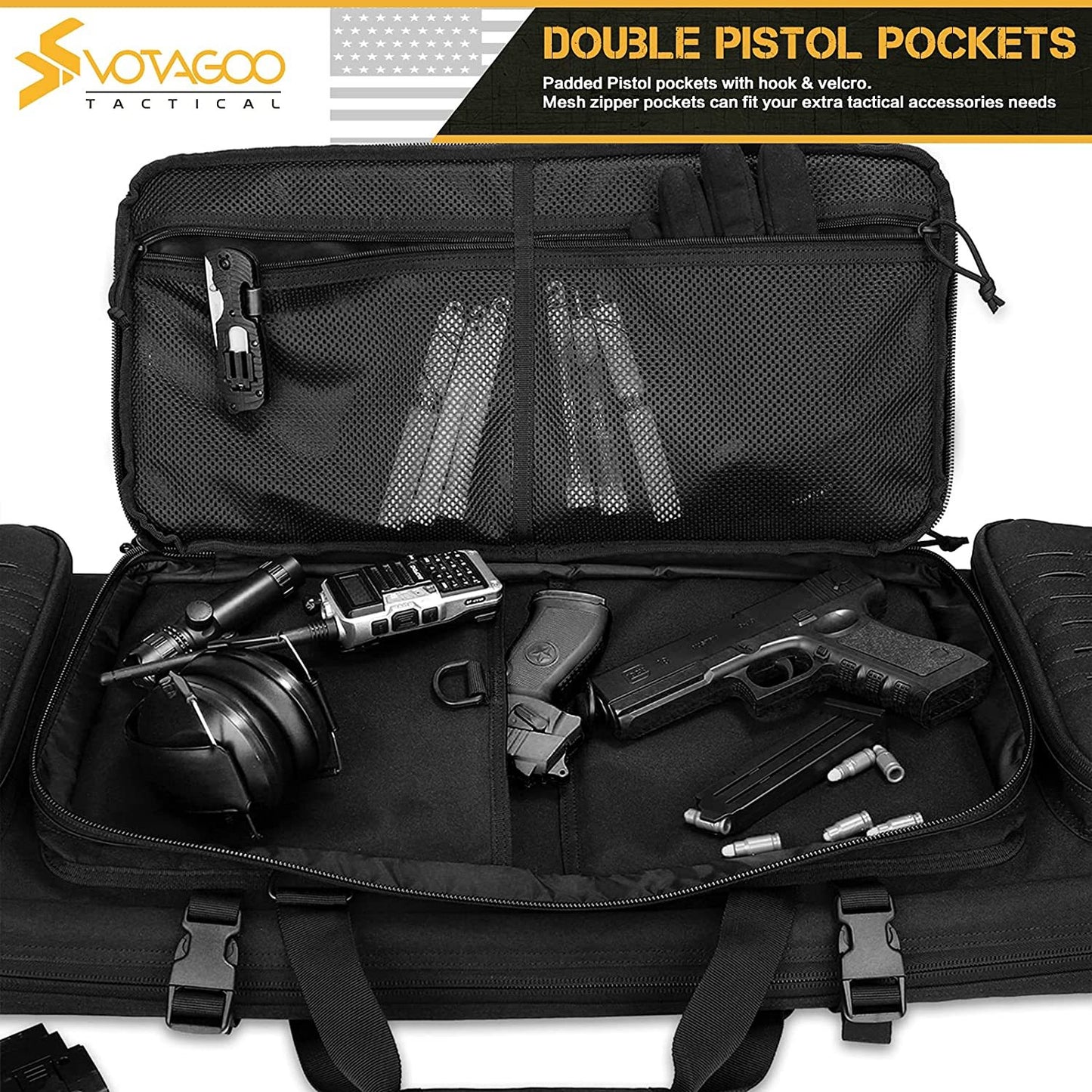 VOTAGOO Double Rifle Case Gun Bag, Safely Long-Barrel Firearm Transportation Cases Locks, All-Weather Soft Tactical Range Bag Ackpack For Shotgun Spacious Heavy Duty - iztia
