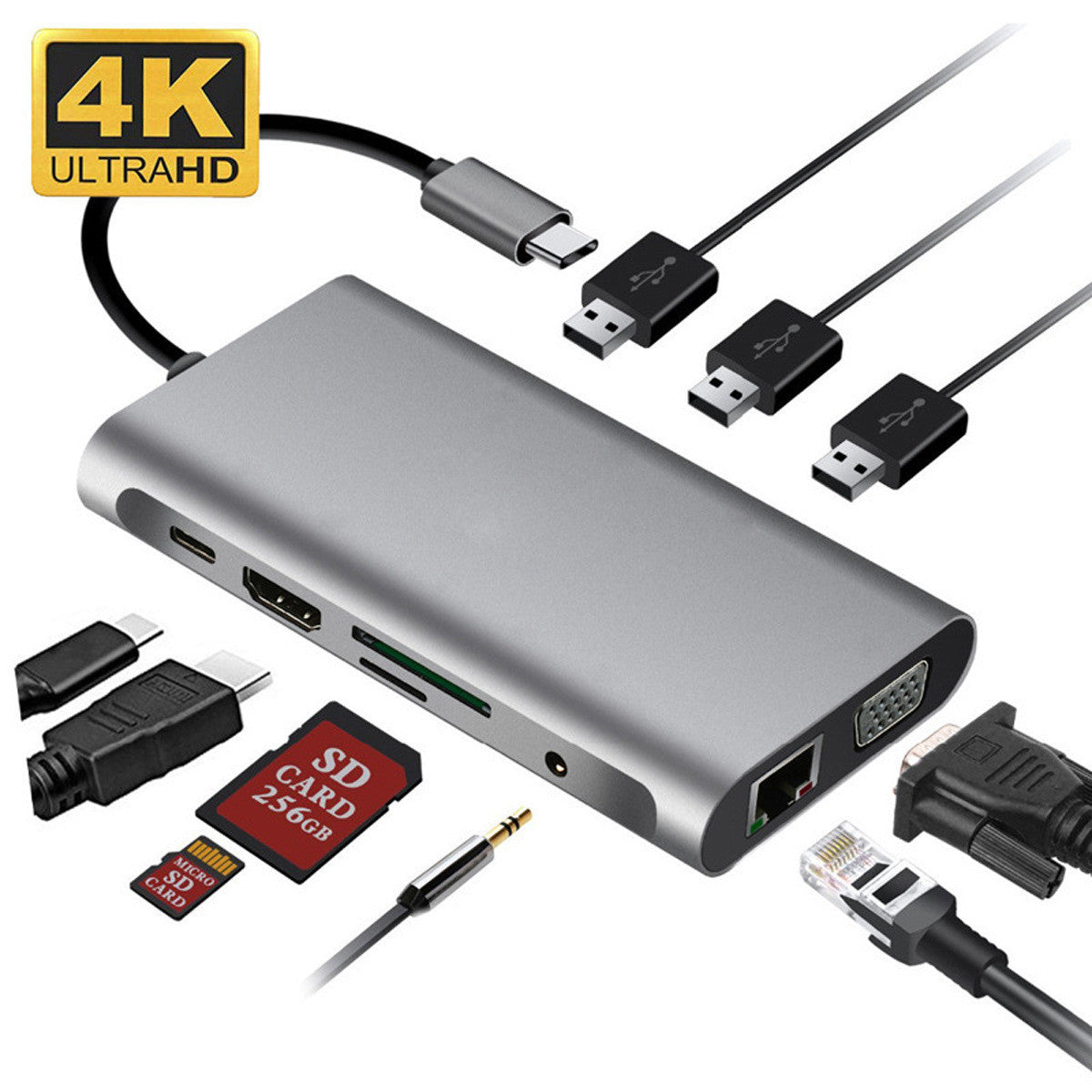 Ethernet port HDMI VGA PD TF Computer Expansion Hub HUB - iztia