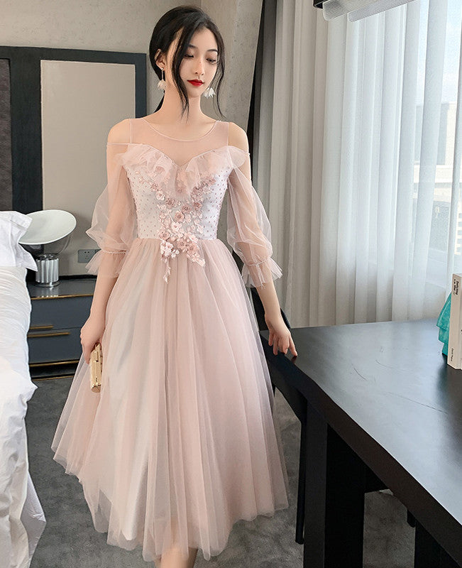 Pink Bridesmaid Dress New Summer Fairy Temperament Korean Wedding Sisters Dress - iztia
