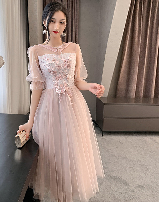 Pink Bridesmaid Dress New Summer Fairy Temperament Korean Wedding Sisters Dress - iztia