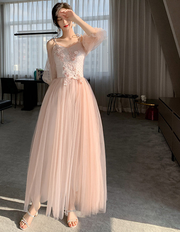 Pink Bridesmaid Dress New Summer Fairy Temperament Korean Wedding Sisters Dress - iztia