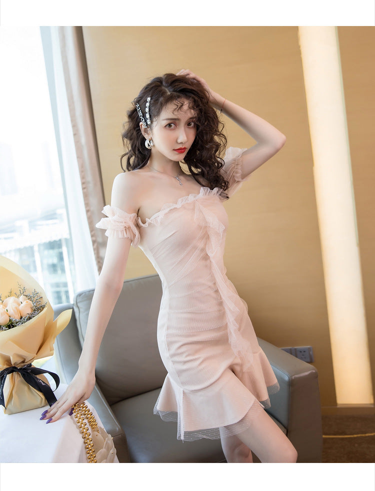 One-Shoulder Sexy Fishtail Dress - iztia