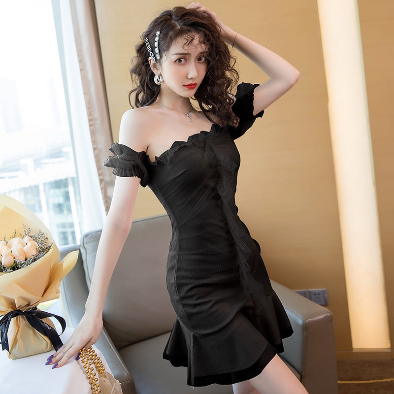 One-Shoulder Sexy Fishtail Dress - iztia