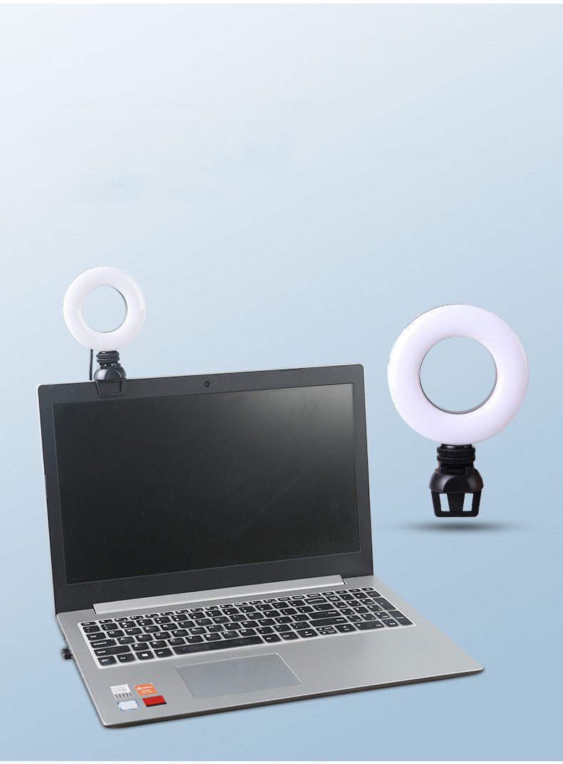 Video Conference 4 Inch Fill Light Computer Live Photography Light LED Selfie Light USB Powered Round Camera Lamp Dimmable LED Ring Light With Phone Holder - iztia