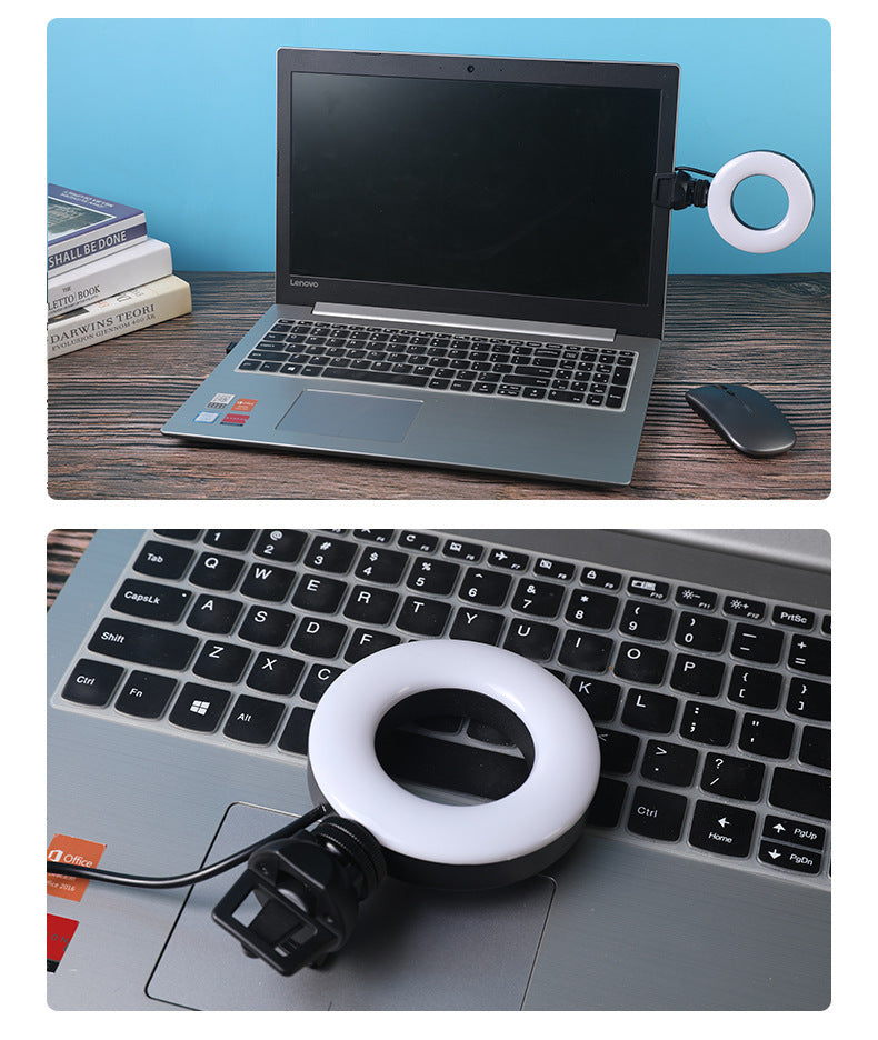Video Conference 4 Inch Fill Light Computer Live Photography Light LED Selfie Light USB Powered Round Camera Lamp Dimmable LED Ring Light With Phone Holder - iztia