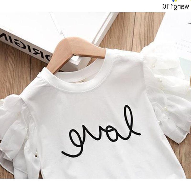 Summer Kids Girls Clothing Sets 2 pcs T-shirt Hole Pants Set - iztia