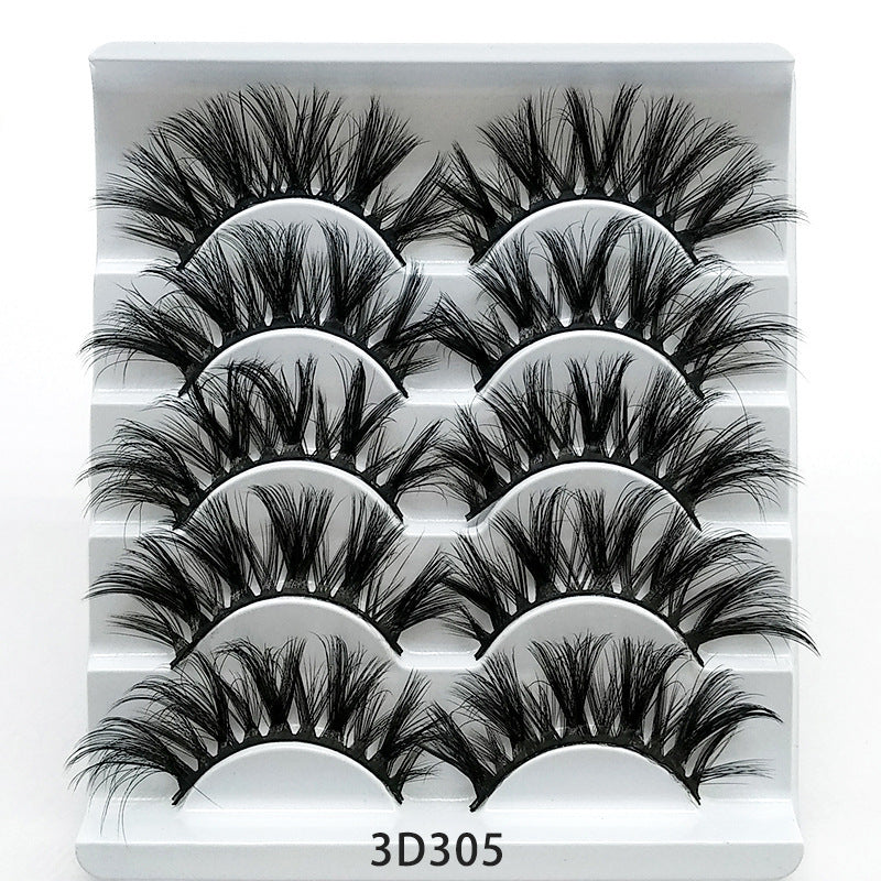 Mink False Eyelashes 3D False Eyelashes Five Pairs Of Soft Cotton Stalk Eyelashes - iztia