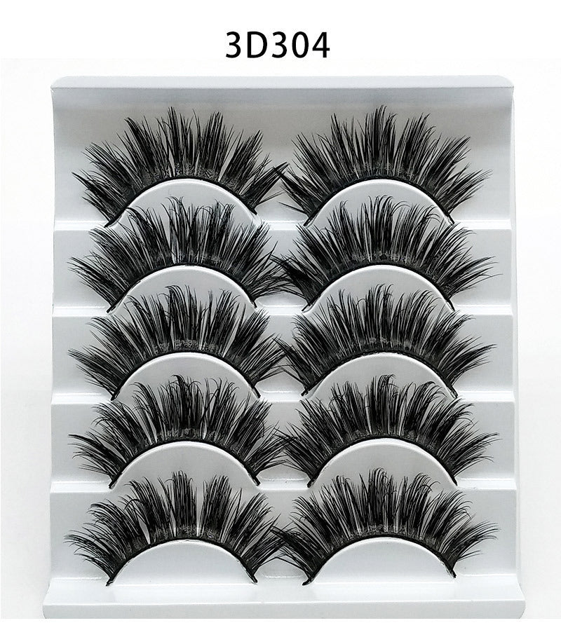 Mink False Eyelashes 3D False Eyelashes Five Pairs Of Soft Cotton Stalk Eyelashes - iztia