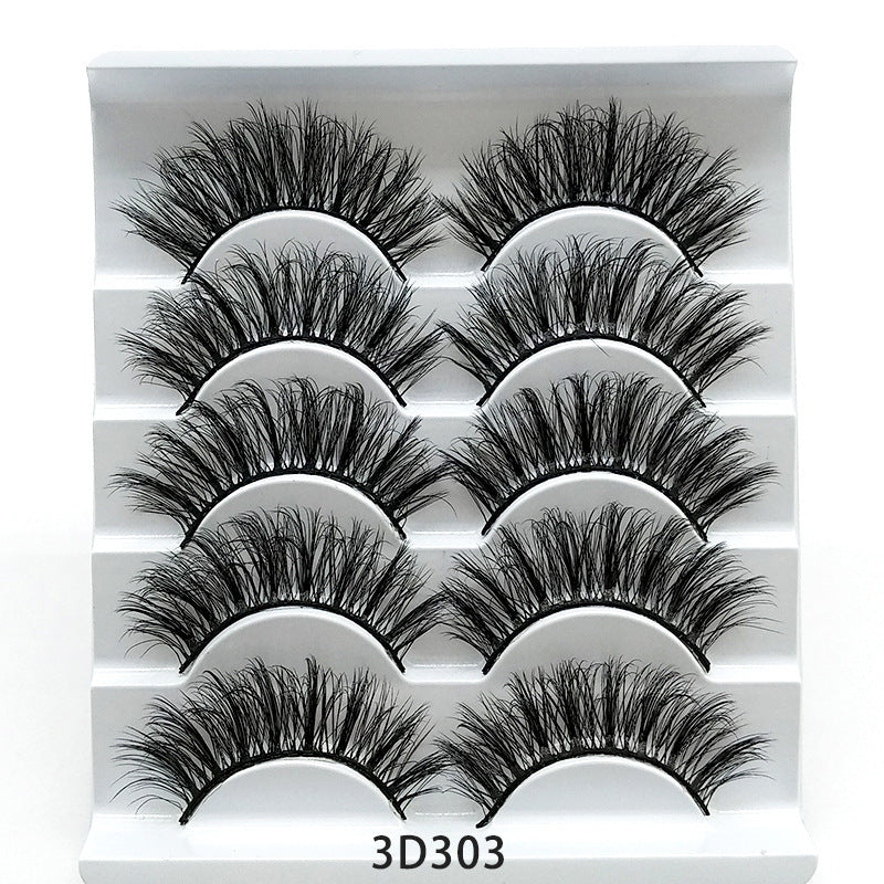 Mink False Eyelashes 3D False Eyelashes Five Pairs Of Soft Cotton Stalk Eyelashes - iztia