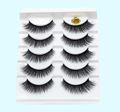 Mink False Eyelashes 3D False Eyelashes Five Pairs Of Soft Cotton Stalk Eyelashes - iztia
