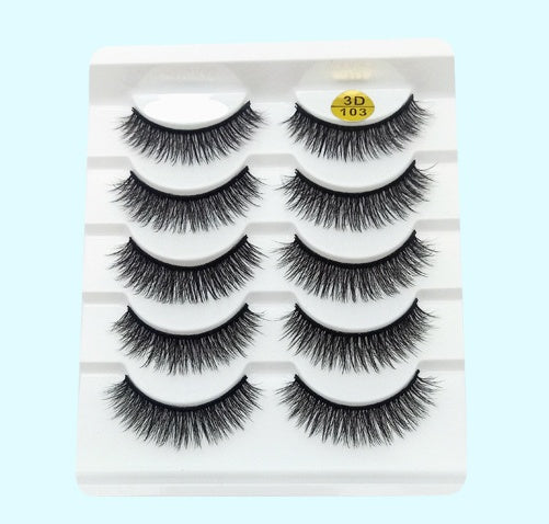 Mink False Eyelashes 3D False Eyelashes Five Pairs Of Soft Cotton Stalk Eyelashes - iztia