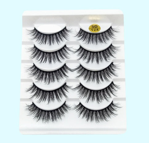 Mink False Eyelashes 3D False Eyelashes Five Pairs Of Soft Cotton Stalk Eyelashes - iztia