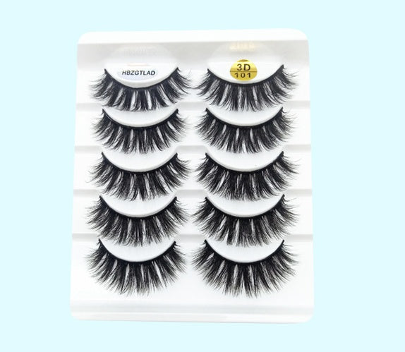 Mink False Eyelashes 3D False Eyelashes Five Pairs Of Soft Cotton Stalk Eyelashes - iztia