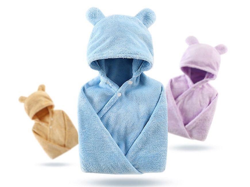 Cotton baby care hooded bath towel - iztia