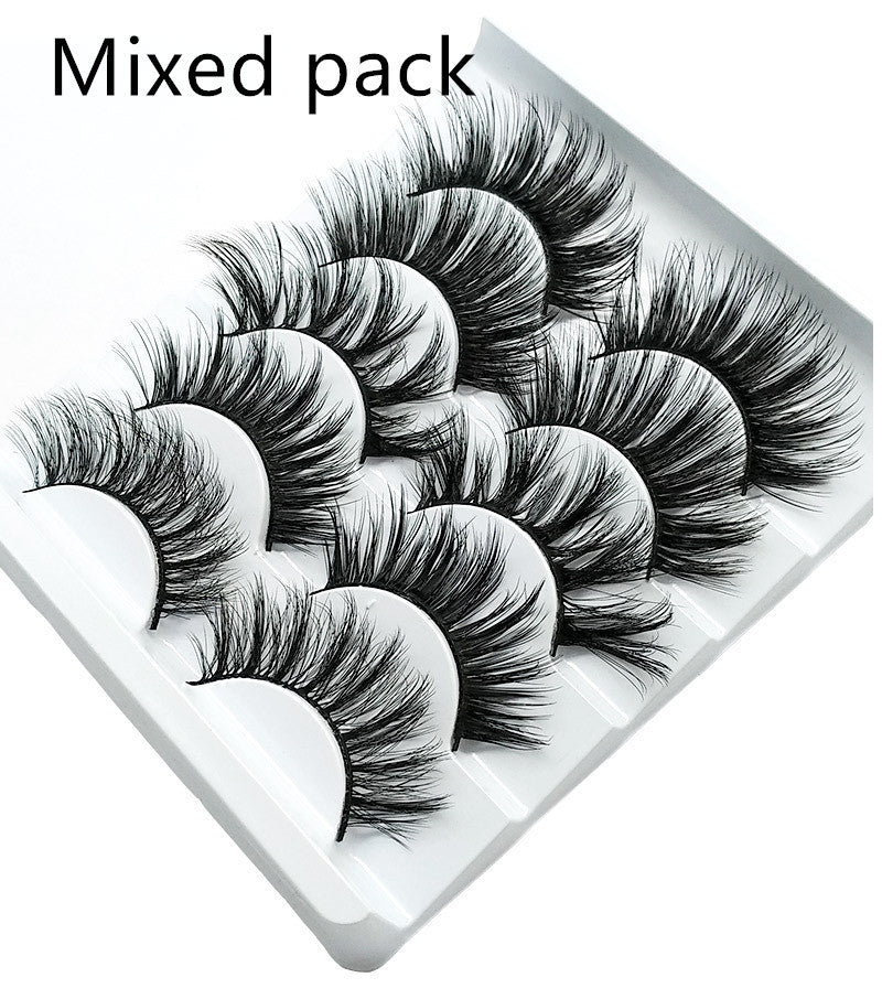 Mink False Eyelashes 3D False Eyelashes Five Pairs Of Soft Cotton Stalk Eyelashes - iztia
