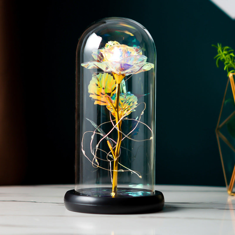 Preserved Flower Glass Cover Gold Foil Rose Flower Mothers Day Valentines Day Birthday Gift Gift Decoration Cross-Border Amazon - iztia