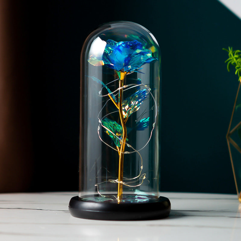 Preserved Flower Glass Cover Gold Foil Rose Flower Mothers Day Valentines Day Birthday Gift Gift Decoration Cross-Border Amazon - iztia