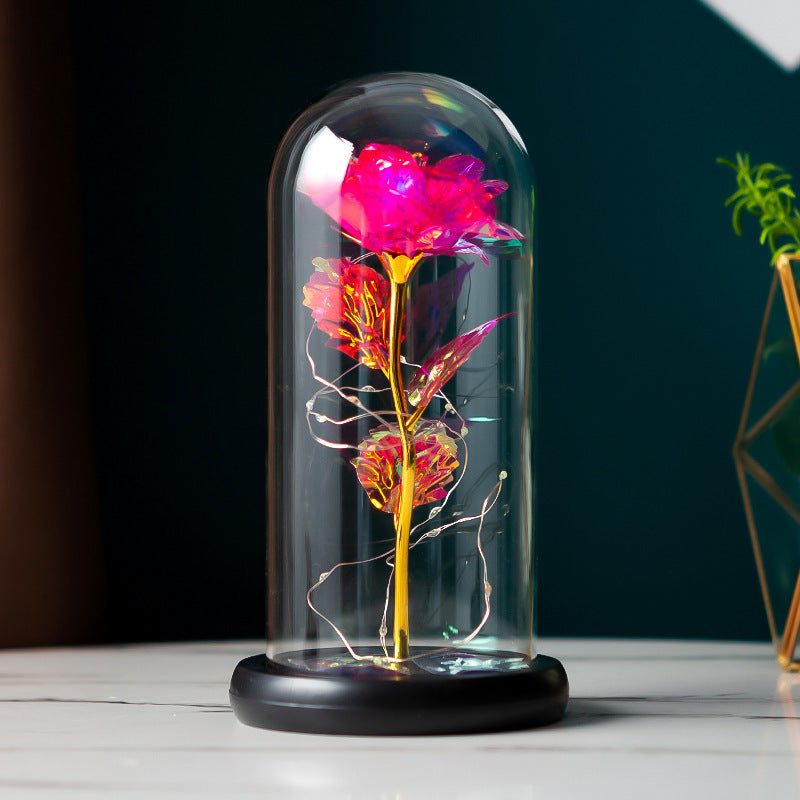 Preserved Flower Glass Cover Gold Foil Rose Flower Mothers Day Valentines Day Birthday Gift Gift Decoration Cross-Border Amazon - iztia