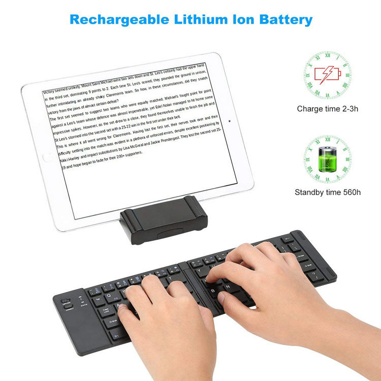 Folding Metal Bluetooth Foldable Keyboard Mini Bluetooth Wireless - iztia