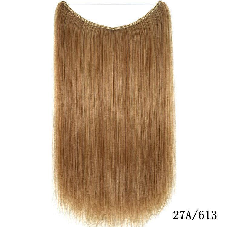 22 inches Invisible Wire No Clips in Hair Extensions Secret Fish Line Hairpieces Silky Straight Synthetic - iztia