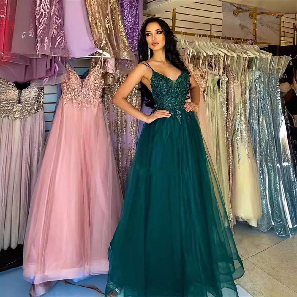 Dark Green Banquet Host Evening Dress - iztia