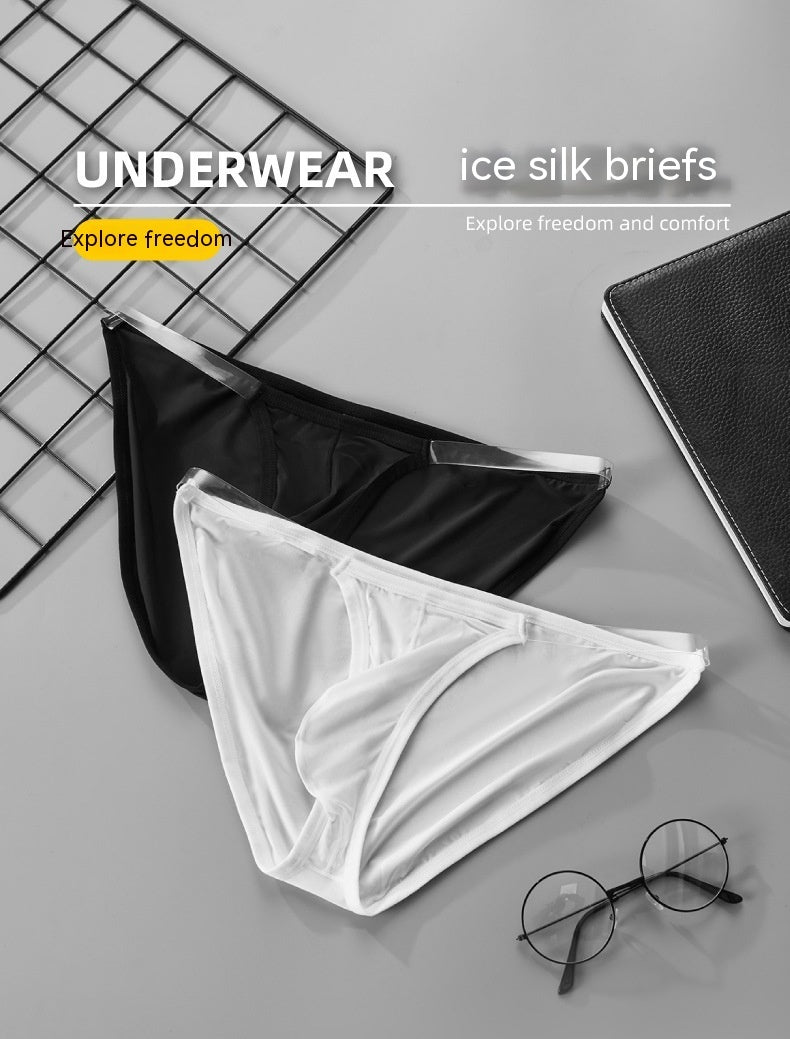 Low-rise Breathable Sports Briefs for Men, Made of Transparent Thin Ice Silk with Single Layer and U Convex Design, Offering a Sexy Fit - iztia