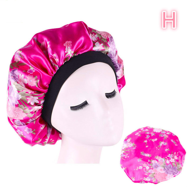 Beauty print Satin silk Bonnet sleep night cap - iztia