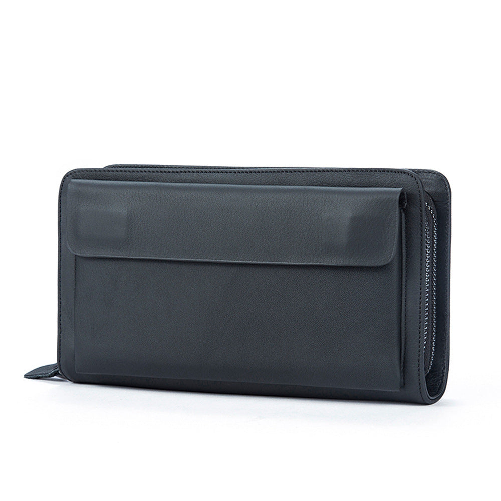 First Layer Cowhide Clutch Double Layer Zipper Wallet - iztia