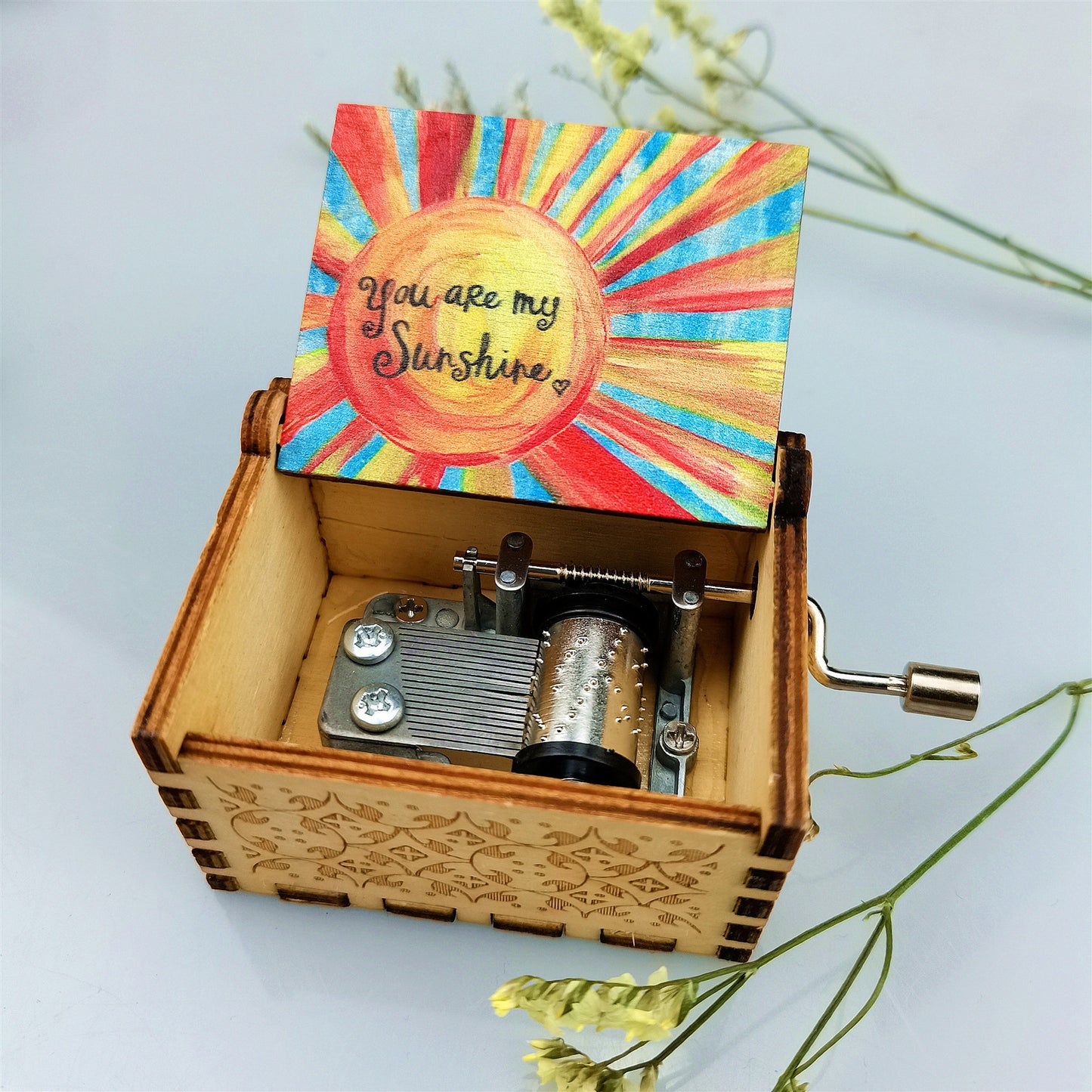Antique Carved Wooden Hand Crank Spirited Away Music Box Christmas Gift Birthday Gift Party Decoration - iztia