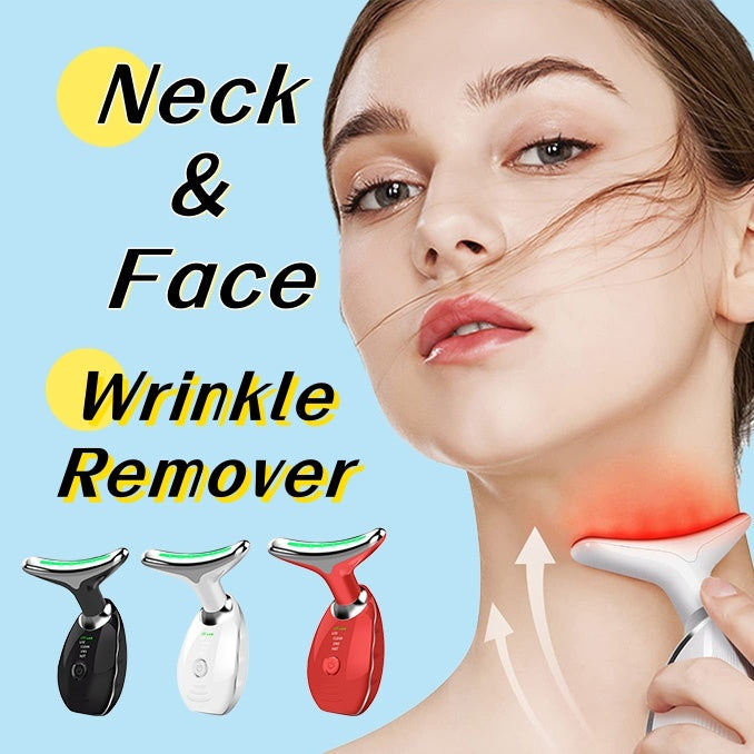 Neck Face Beauty Device Colorful LED Photon Therapy Skin Tighten Reduce Double Chin Anti Wrinkle Remove Lifting Massager - iztia