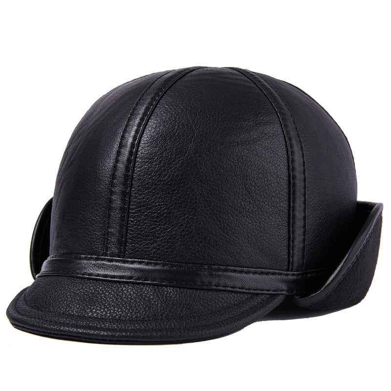 Casual Leather Men's Winter Sheepskin Velvet Thermal Outdoor Hat - iztia